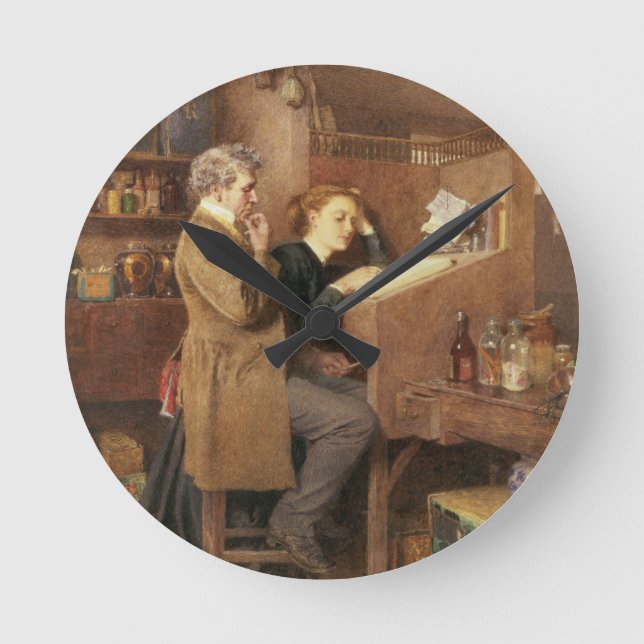 Specerihandlare och fru, 1868 rund klocka (Framsida)
