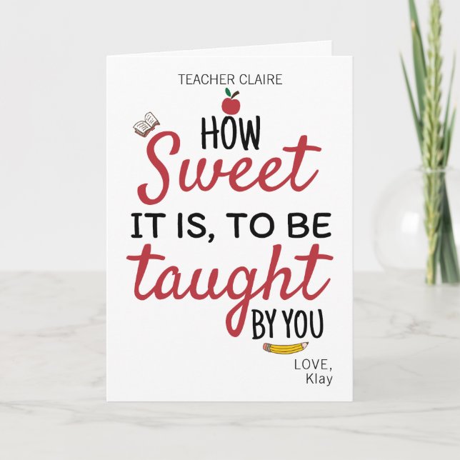 SPECIAL Anpassad Skol Lärarens Uppkännande Hur Söt Kort (Framsida)