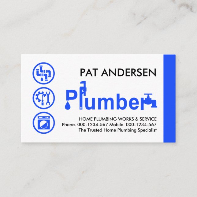 Special Blue Plumber Signage Plumbing Visitkort (Framsida)