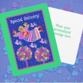 Special Delivery Angel Valentine Personalized Julkort