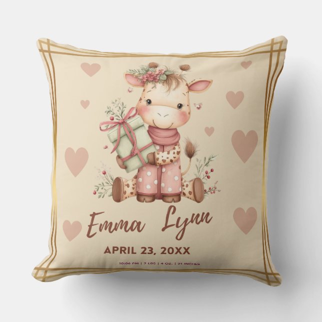 Special Delivery Christmas Giraffe Baby Shower Kudde (Framsida)