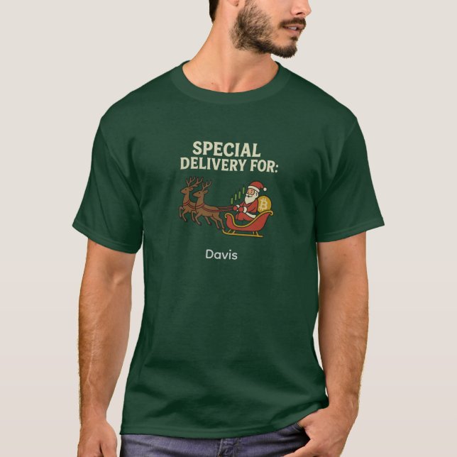 Special Delivery Crypto Santa T Shirt (Framsida)
