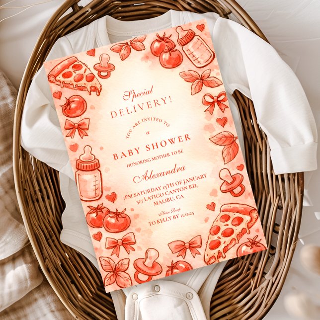 Special Delivery Pizza Baby Shower Inbjudningar (Skapare uppladdad)