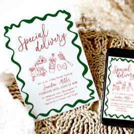 Special Delivery Pizza Baby Shower Italian Inbjudningar