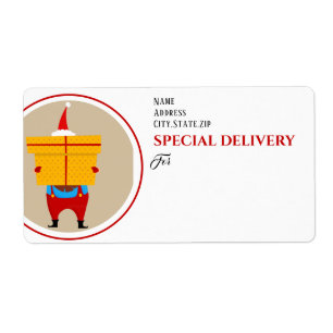 SPECIAL DELIVERY,  Tomte och stor julpresent Fraktsedel