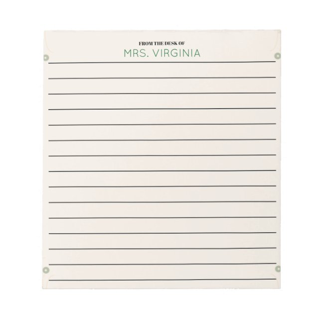 Special Dots Teacher Lined Paper From The Desk Of  Anteckningsblock (Framsida)
