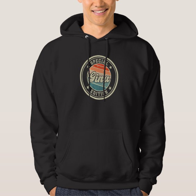 Special Edition Förnamn Retro Gina Premium Hoodie (Framsida)