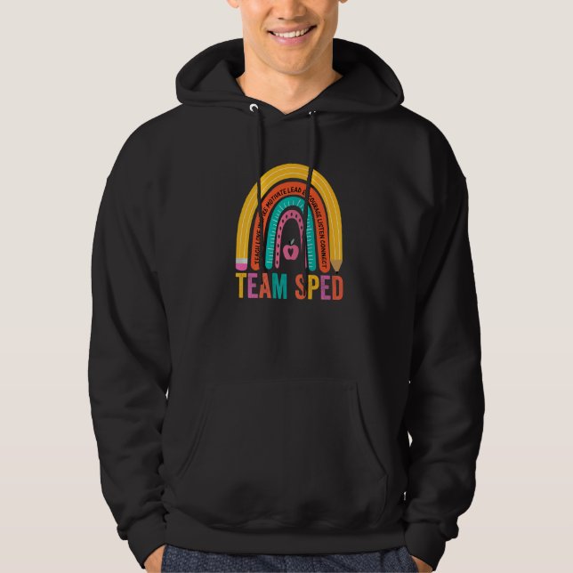 Special Education Teacher SPED Leopard Boho Rainbo Hoodie (Framsida)