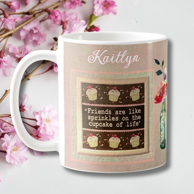 Special Friend Personalized Message Floral Bouquet Kaffemugg (Skapare uppladdad)