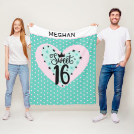 Special Gift! Personalized Sweet 16 Fleecefilt