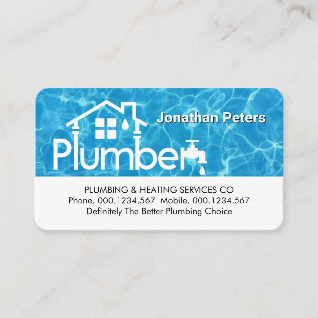 Special Home Plumber Signage On Water Visitkort (Framsida)