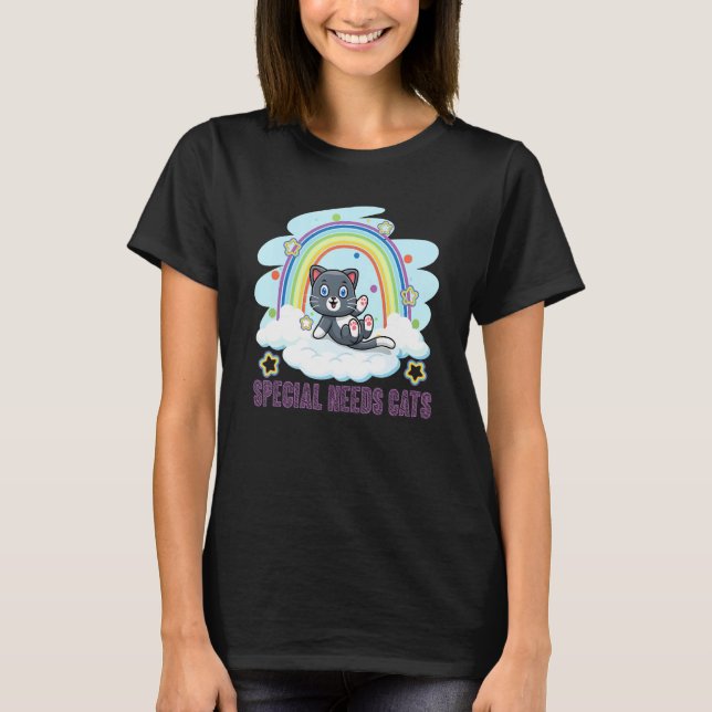 Special Needs Cats Rainbow T Shirt (Framsida)