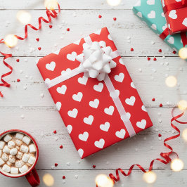 Special Occasion Red And White Heart Patterned Presentpapper