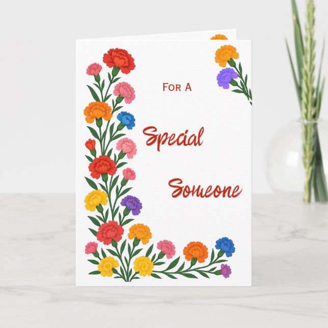 Special Someone Carnation Flowers Birthday Card Kort (Framsida)
