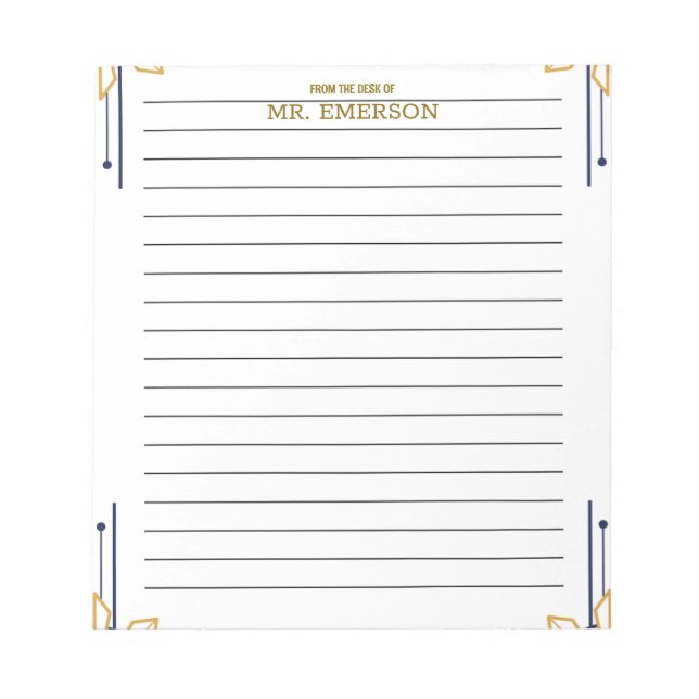 Special Teacher Lined Paper From The Desk Of  Anteckningsblock (Framsida)