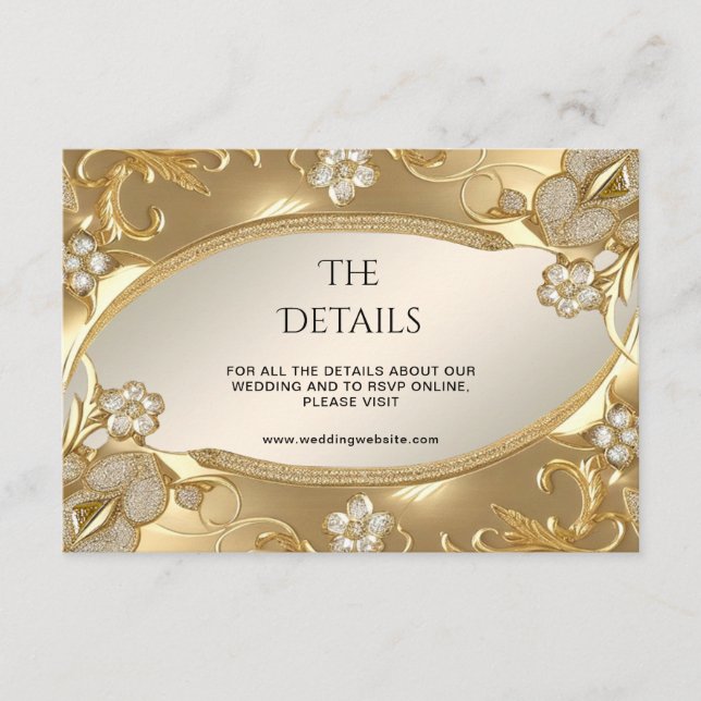 Specialadaptern för Guld Ornate Blommigt Tilläggskort (Framsida)