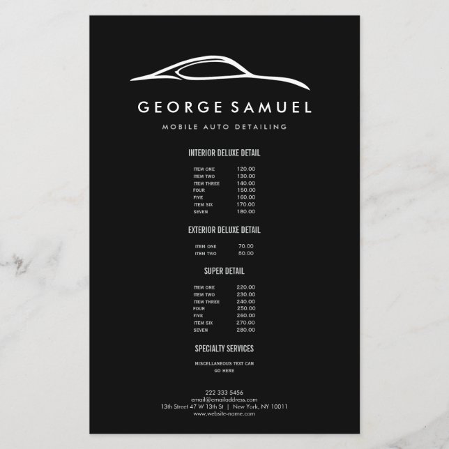 Specialanpassad bilreparation & Modern bildetaljer Flygblad (Framsidan)