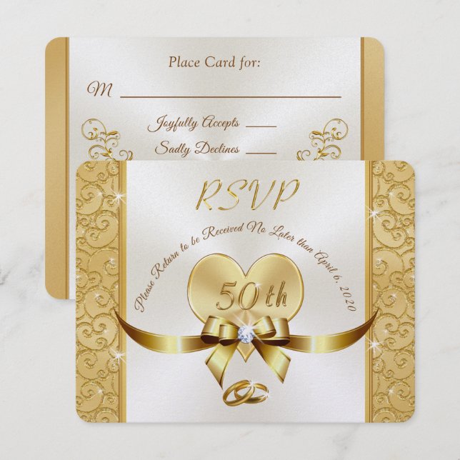 Specialbeställda Millie 50-årsjubileum RSVP-kort Inbjudningar (Fram/baksida)