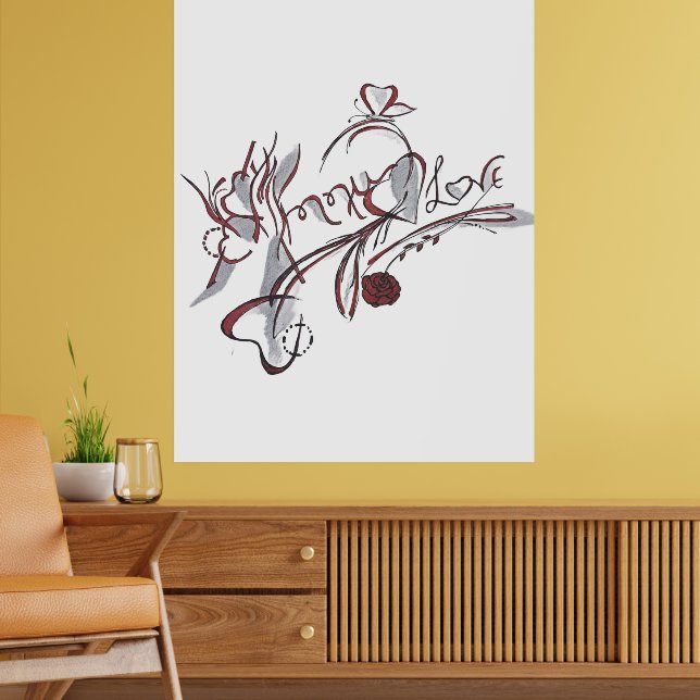 specialdesignad handritad kalligrafi poster (Vardagsrum 2)
