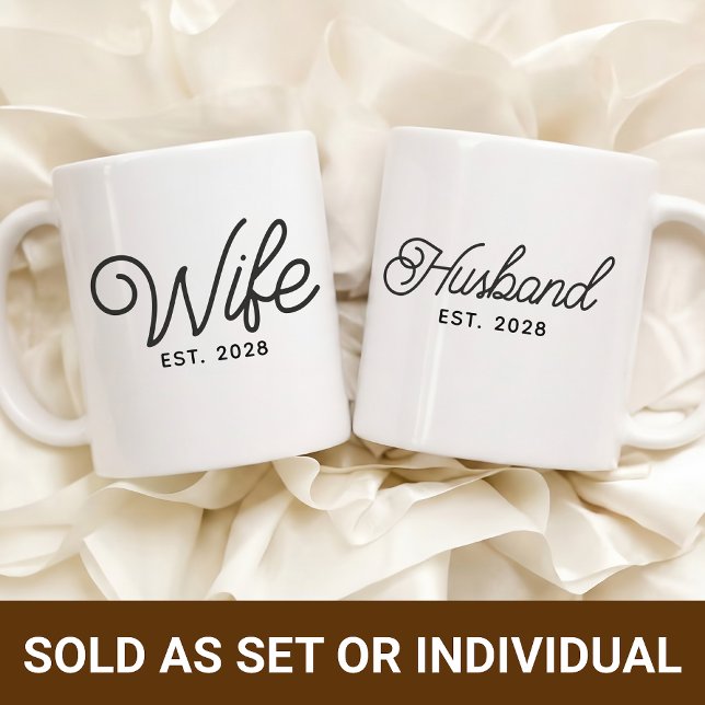Specialdesignad Kaffe Mugg för Par, Present till H (Wifey and Hubby matching mugs, Newlyweds first home gifts, Bachelorette party bride groom gifts)