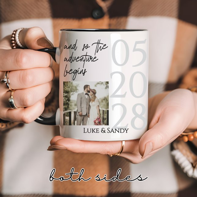 Specialdesignad vigselmugg för par, bröllopsgåva mugg (custom wedding gift, wedding photo mug, wedding date mug, newlyweds gift, engagement gift,)