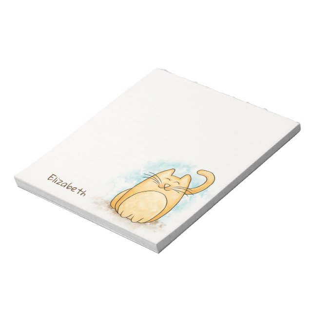 Specialisera Cute Cat Watercolor Anteckningsblock (Roterad)