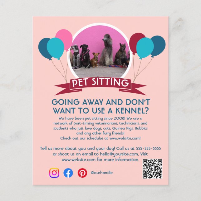 specialiserad hundpromenad husdjurs-sittning husdj flygblad (Framsidan)