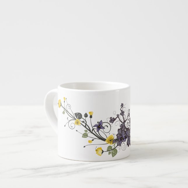 Specialitet för elegant Blommigt Mugg Espressomugg (Framsida vänster)