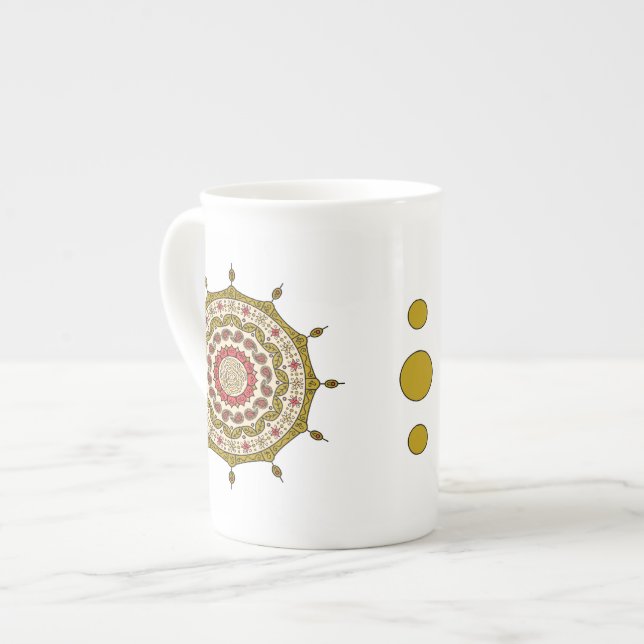 Specialiteten Mehndi Fantasy Guld Mugg Benporslin Mugg (Framsida vänster)