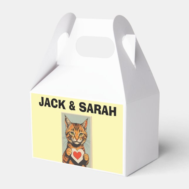 SPECIALKONFIGURERAD KATTGÅVA-LÅDA FÖR BRÖLLLOP PRESENTASKAR (Framsidan Sidan)