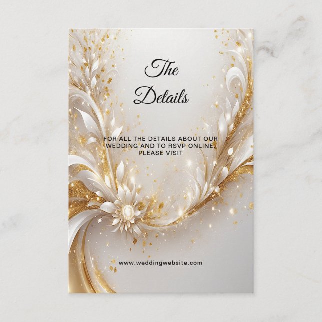 Specialkort för vit Blommigt i Guld Tilläggskort (Framsida)