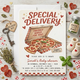 Specialleverans Pizza Baby Shower Nyss Bakad Inbjudningar