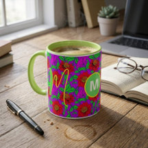 Specialmugg | Elegant rosmonogrammuggen Initialmug