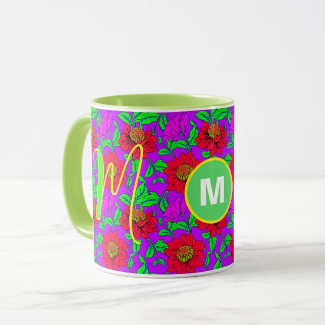 Specialmugg | Elegant rosmonogrammuggen Initialmug Mugg (Framsida vänster)
