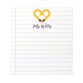 Specialnamn Cute Pencil Heart Teacher-uppskattning Anteckningsblock