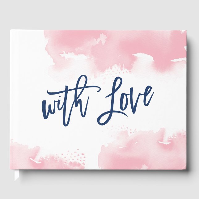 SPECIALT MINNESALBUM söt rosa akvarell handskriven Gästböcker (Framsida)