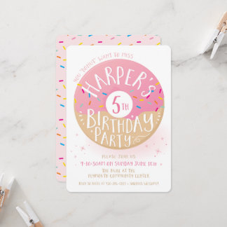 SPECIALTILLVERKNING Harper's 5-årsdag söt donut Inbjudningar