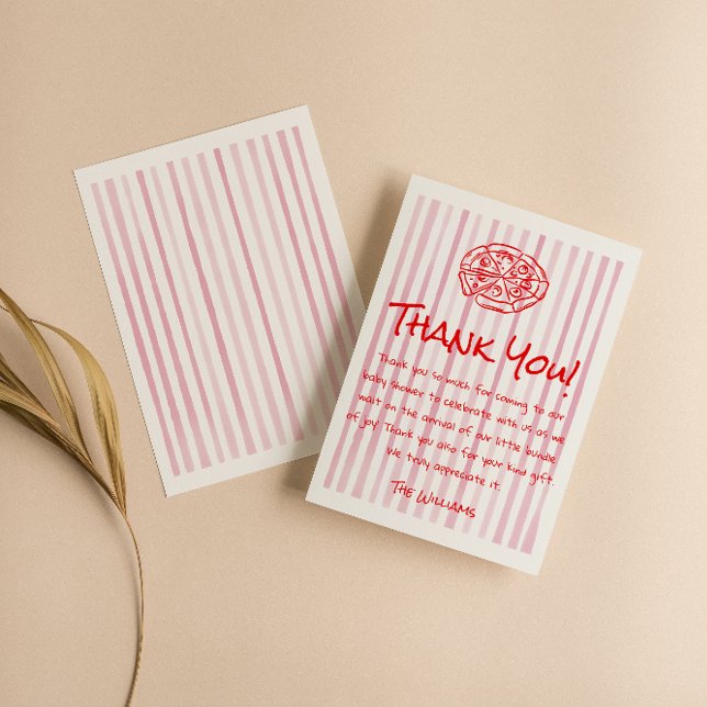 Speciell babystövel för hand plockade Red Pizza De Tack Kort (Skapare uppladdad)