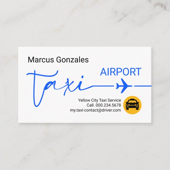Speciell blå taxiflygplansskyltning visitkort (Framsida)