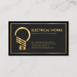 Speciell Black Grått Guld Ram Electrical Visitkort