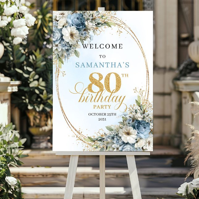 Speciell Boho eukalyptus blomsterglädje 80-års väl Poster (Special Boho eucalyptus floral 80th birthday welcome)
