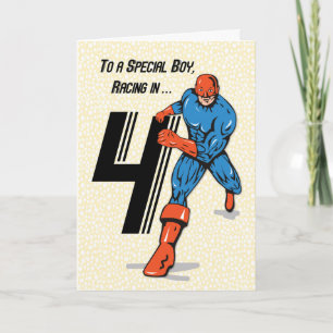 Speciell Boy 4e födelsedagen Superhjälte Kort