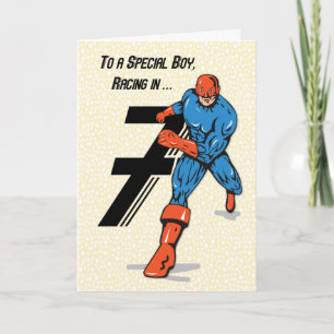 Speciell Boy 7:e Birthday Superhjälte Kort