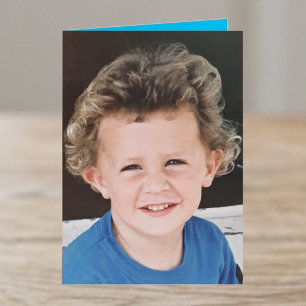 Speciell brorson blå vit fotobursdag kort