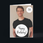 Speciell Circle Anpassningsbar Photo Son 30års föd Kort<br><div class="desc">Speciella Circle Anpassningsbar Photo Son 30års födelsedag, en unik design som gjorts för vem som helst som tittar något speciellt för sin son på sin födelsedag. Designen innehåller ett foto på anpassningsbarna framtill med anpassade text som du kan anpassa, så tveka inte att anpassa den för att göra din egen...</div>