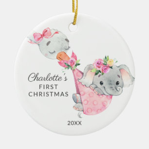 Speciell Delivery Baby Första jul Elephant Julgransprydnad Keramik
