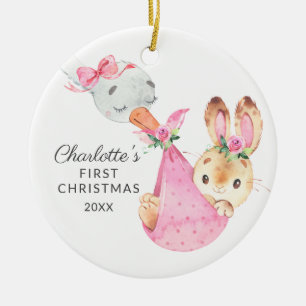 Speciell Delivery Baby Första julbunny Julgransprydnad Keramik
