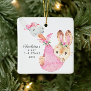 Speciell Delivery Baby Första julbunny Julgransprydnad Keramik