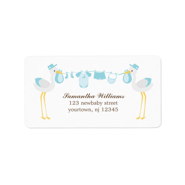 Speciell Delivery Boy Baby Shower Adressetikett (Framsidan)