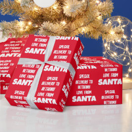Speciell Delivery Child Namn från Santa White Red Presentpapper